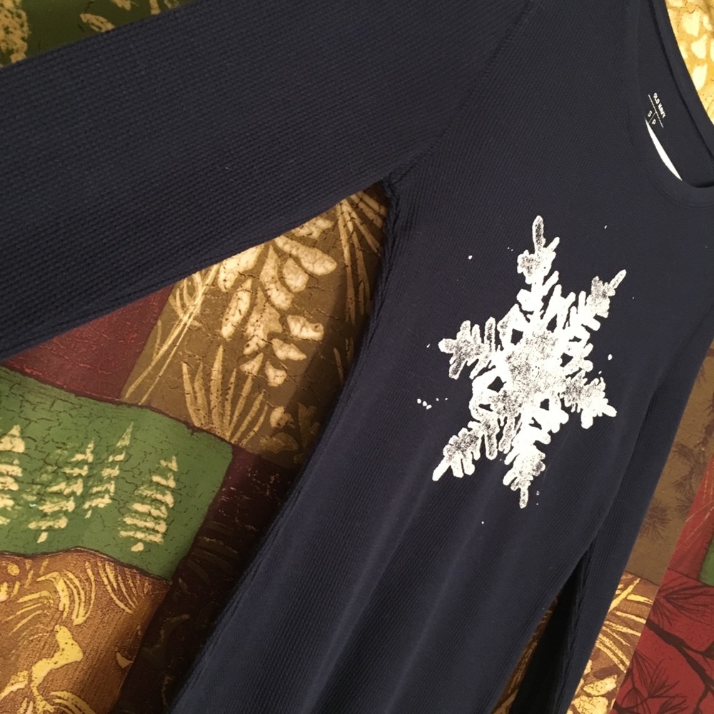 Navy Blue Snowflake long sleeve